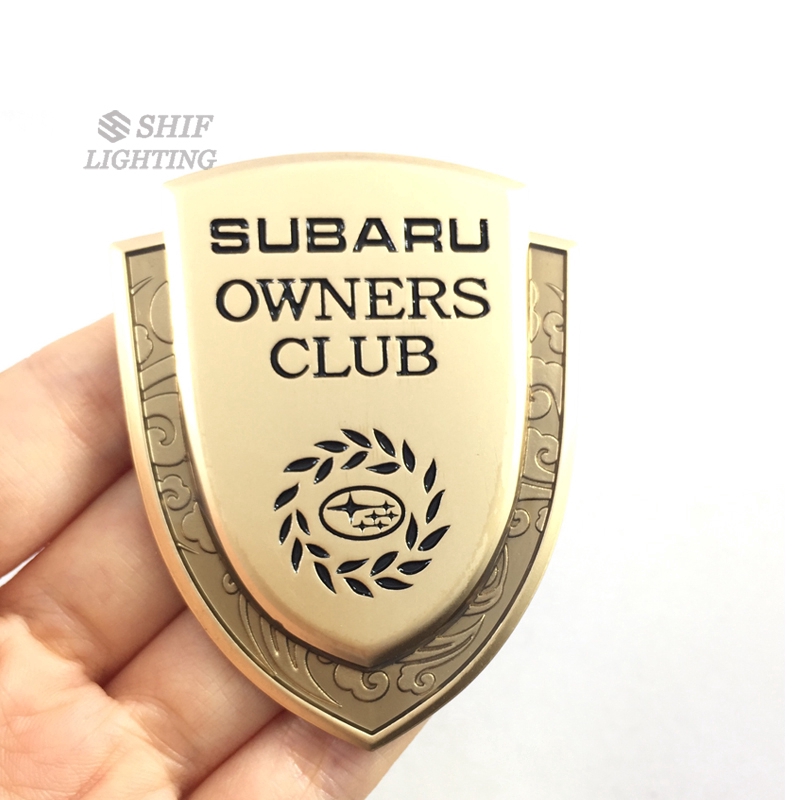1pc Stiker Emblem Logo Subaru Owners Club Bahan Metal Warna Emas Untuk Dekorasi Mobil Subaru