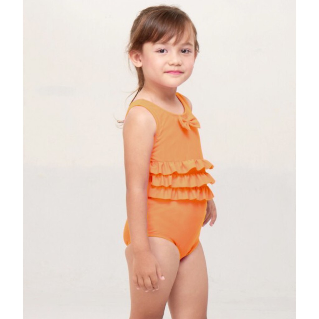 Lee Vierra - Kids Swimwear Ruffle Waist ORANGE