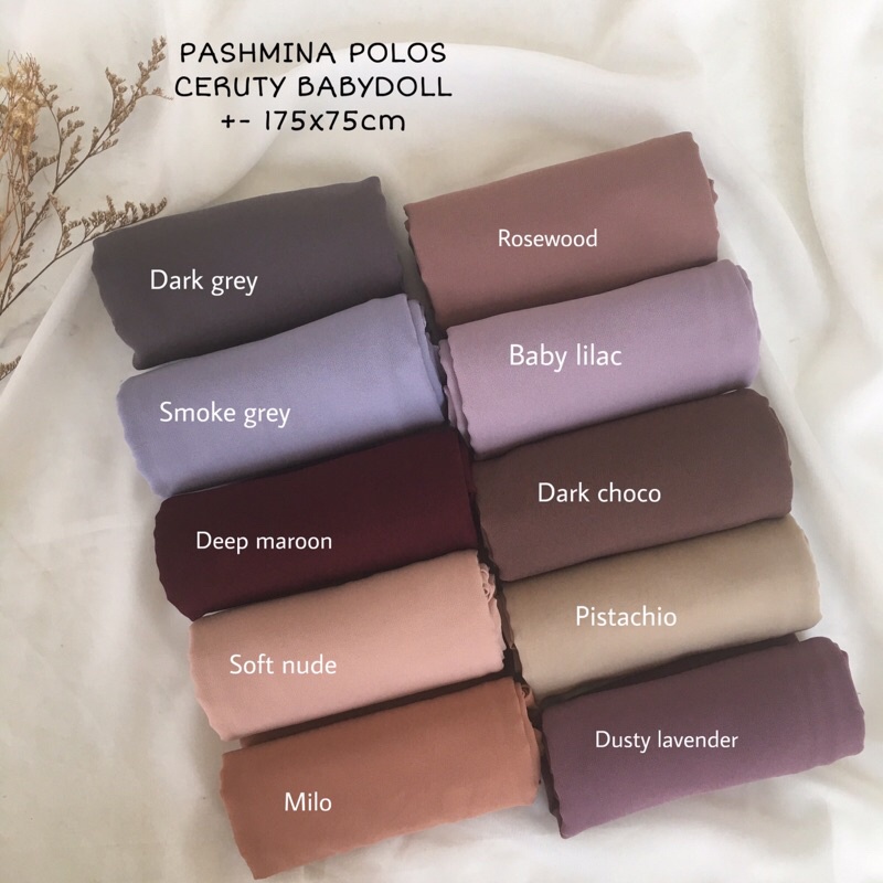 Pashmina Ceruty baby doll premium pasmina ceruty  baby doll pashmina ceruty tepi jahit -+ 175x75-4