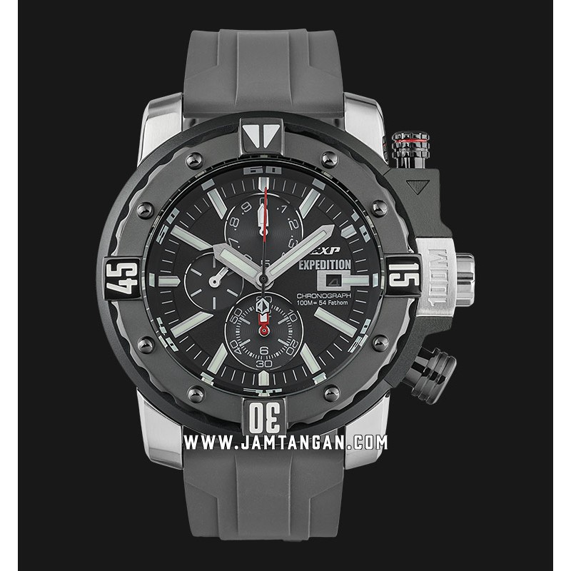 Expedition E 302 MCRTBBA Chronograph Black Dial Grey Rubber Strap