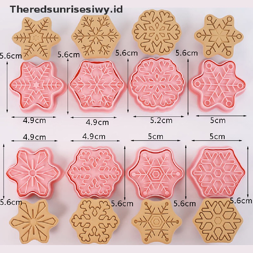 # Alat Rumah Tangga # 8pcs Cetakan Pemotong Kue / Biskuit / Fondant Bentuk Snowflake Bahan Plastik