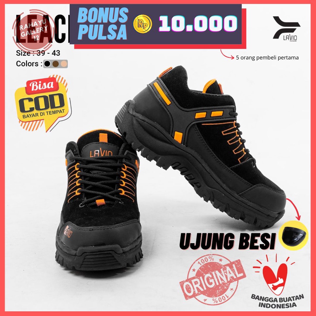 Sepatu Safety Pria Ujung Besi Original Lavio Leacher Untuk Kerja Proyek