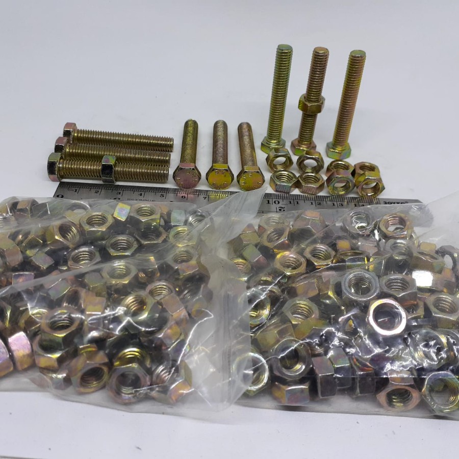 BAUT MUR KUNING M8 X 50 / BMK M8 X 50 / BAUT M8X50 KUNING / BAUT M8 / BAUT 12 KUNCI 12