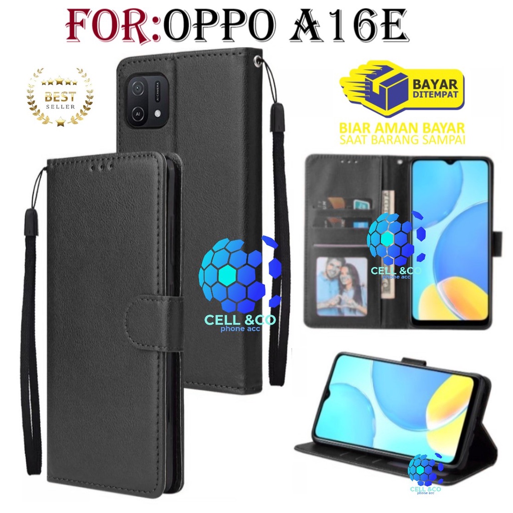 OPPO A16E CASE FLIP LEATHER WALLET PREMIUM FLIP CASE BUKA TUTUP KESING HP CASING FLIP CASE WALLET OPPO A16E