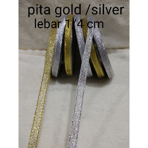 Pita gliter gold silver 0,6 cm /1/4 inch