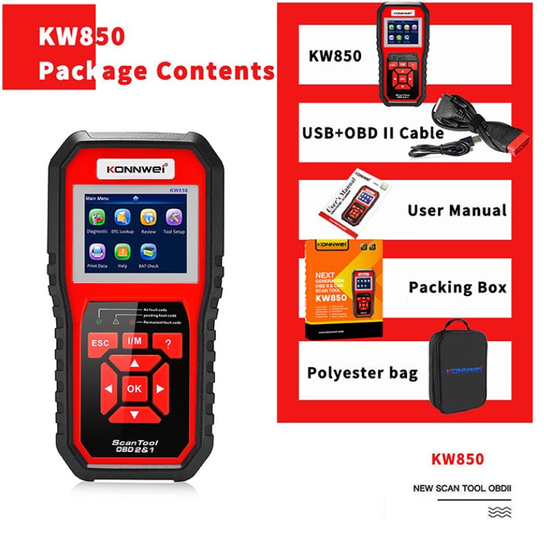 Original KONNWEI OBD2 KW850 Alat Scanner Diagnostik OBD OBD2 Untuk Mobil