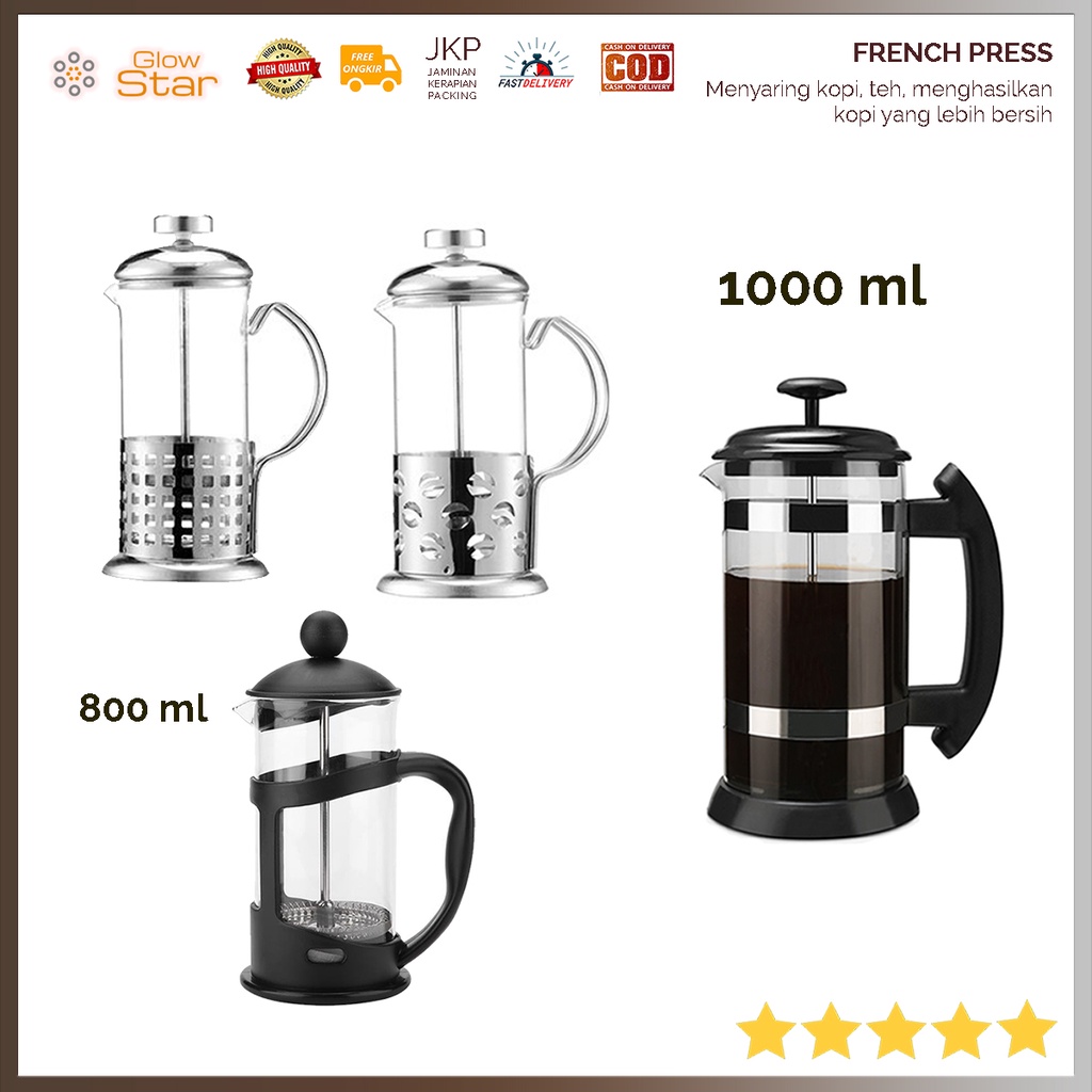 French Press Manual Coffee Maker, 800 ml , 1000 ml, French press besar 1 liter