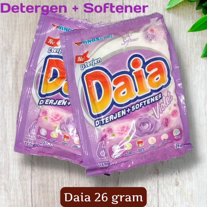 Daia Detergen dan Softener sabun Cuci pakaian 6 PCS ATAU 1 RENCENG 23 gram