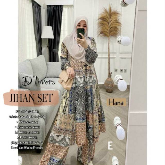 Jihan set by d'lovera / setelan tunik kulot motif etnik