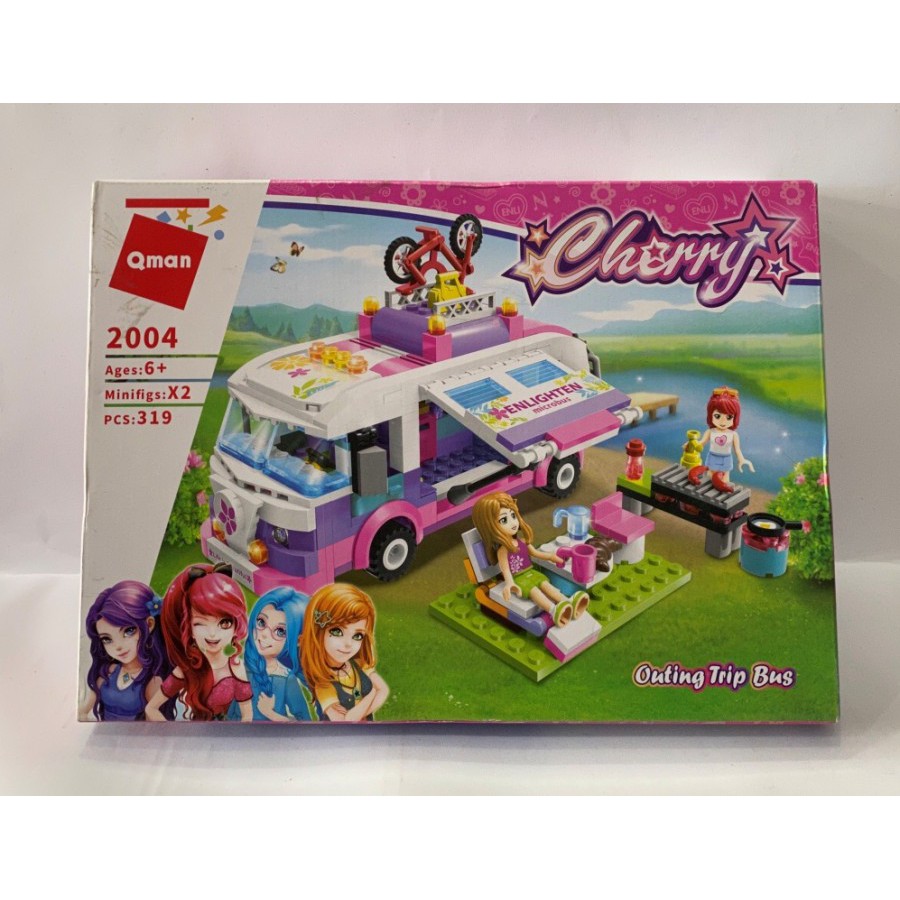 Bricks Lego Block Qman Cherry Outing Trip Bus 2004