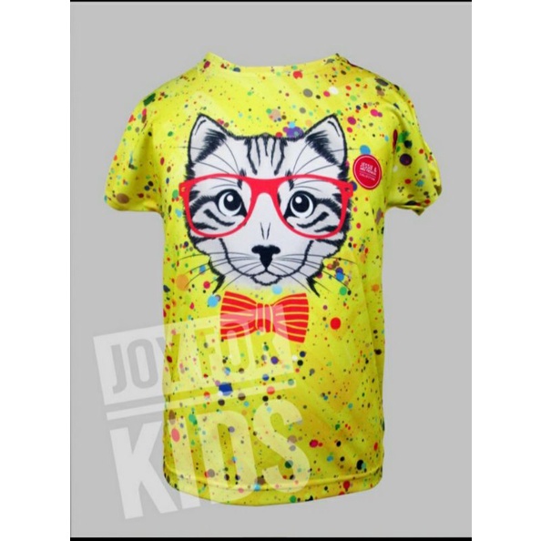 kaos baju anak perempuan kucing kuning