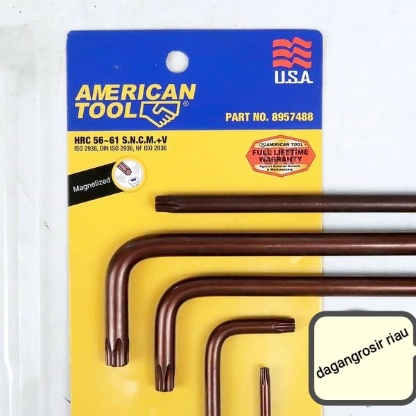 KUNCI L BINTANG SEGI 6 BERLUBANG T30 - T40 - T45 - T50  AMERICAN TOOL / KUNCI L BINTANG PANJANG BER 