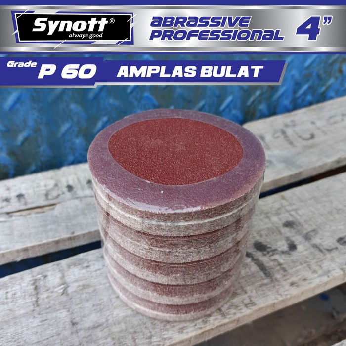 Amplas Bulat 4 INCH ( P60 5 PCS ) SYNOTT 5 Lembar