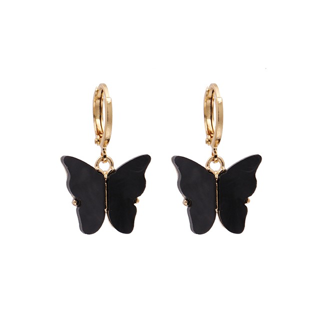 LRC Anting Tusuk Fashion Earrings Butterfly Resin Alloy Earrings K43609