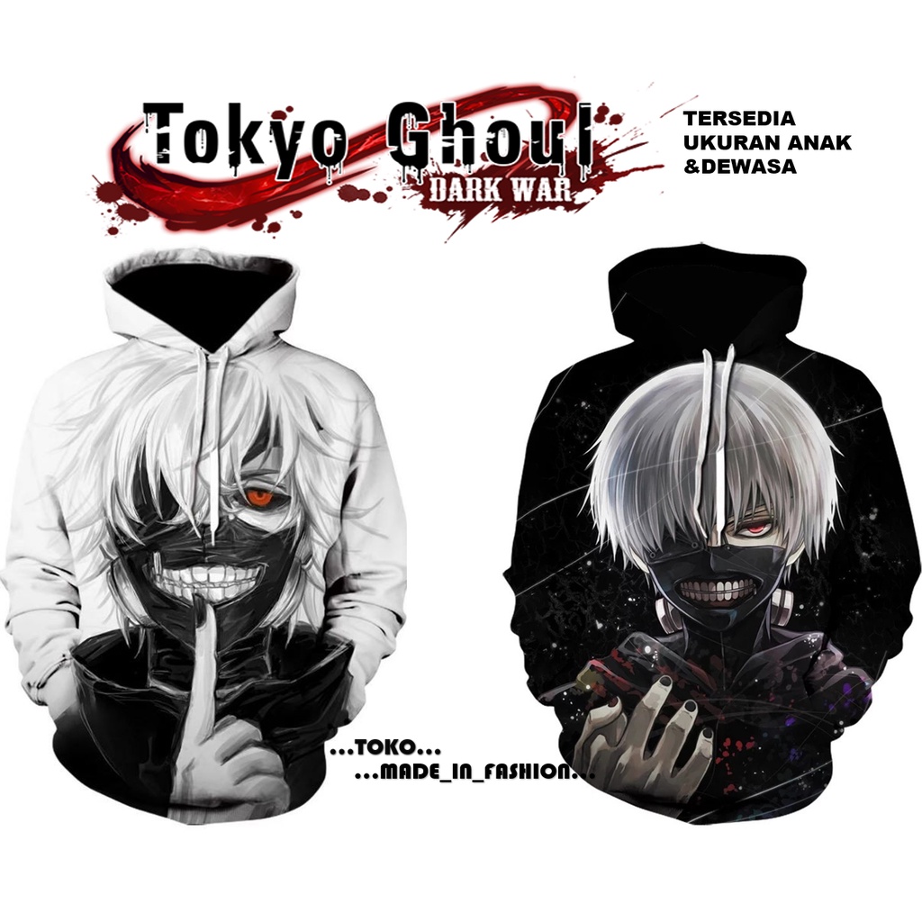 Hoodie Anime Terbaru  Kaneki TOKYO GHOUL / Jaket Anime Kaneki Tokyo Ghoul 3D Full Print / Jaket Hoodie Anak motif Anime Kaneki / Jaket Anime Pria dan wanita Tokyo Ghoul