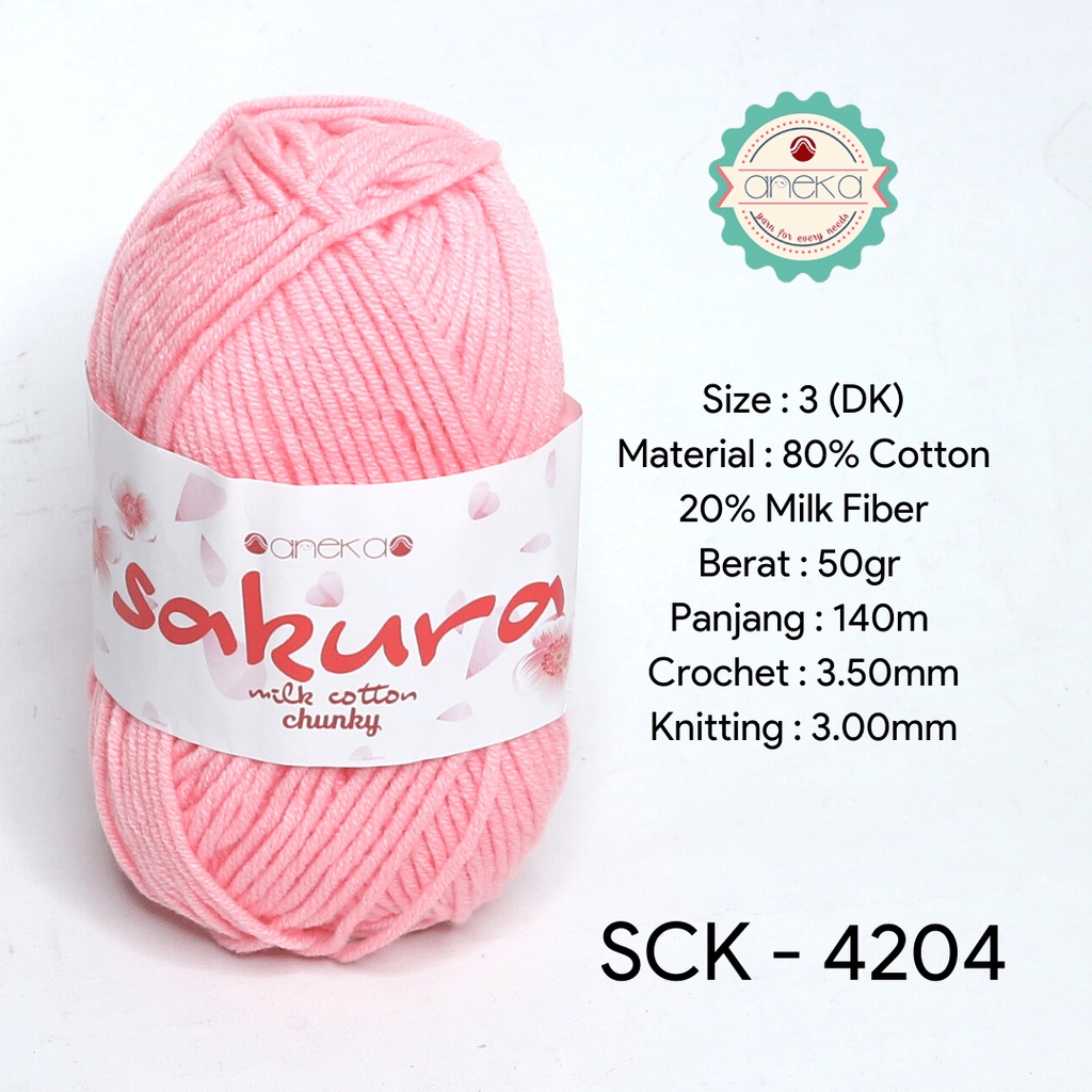 Benang Rajut Katun Susu Sakura Milk Cotton Chunky - 4204