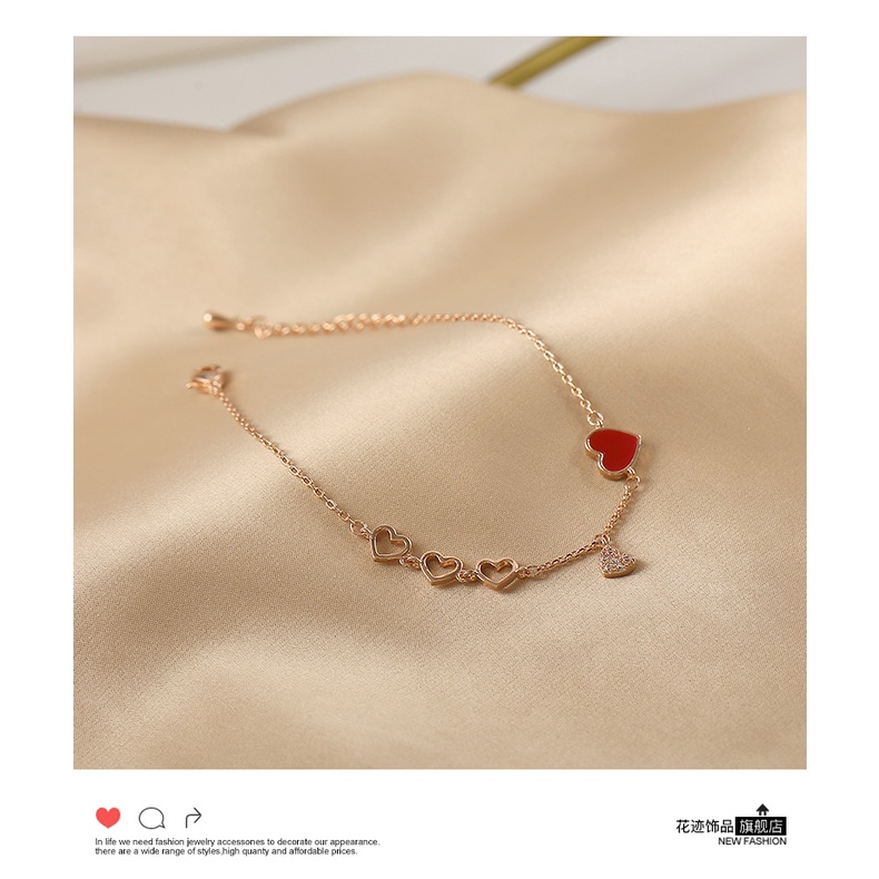 Gaya Korea merah peach jantung gelang wanita In special interest desain pacar gelang selebriti Inter