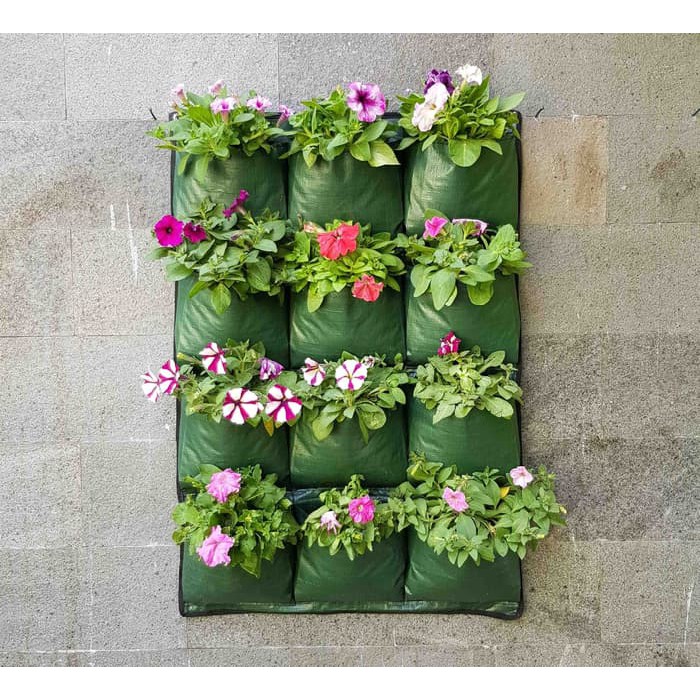 Wall Planter Easy Grow -12 Kantong (3x4) - Hijau