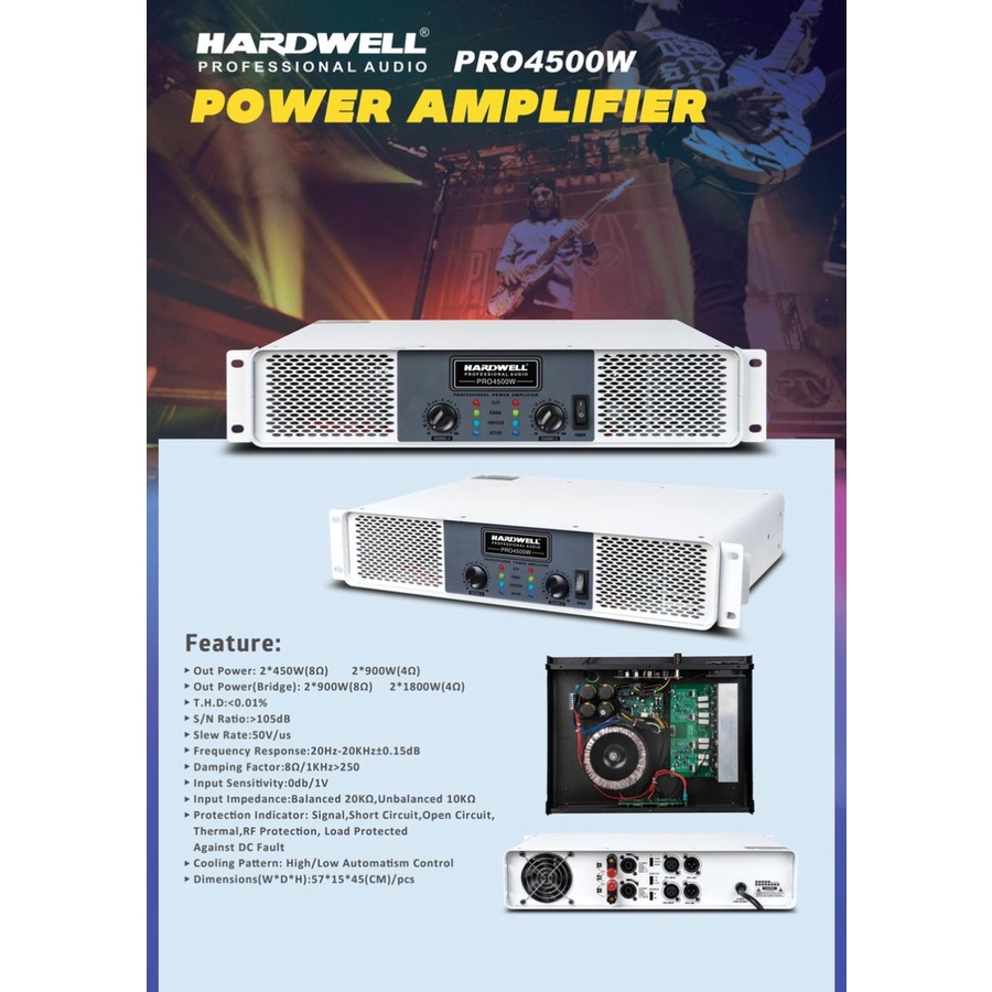 POWER AMPLIFIER HARDWELL PRO 4500B POWER 450watt 2 CHANNEL