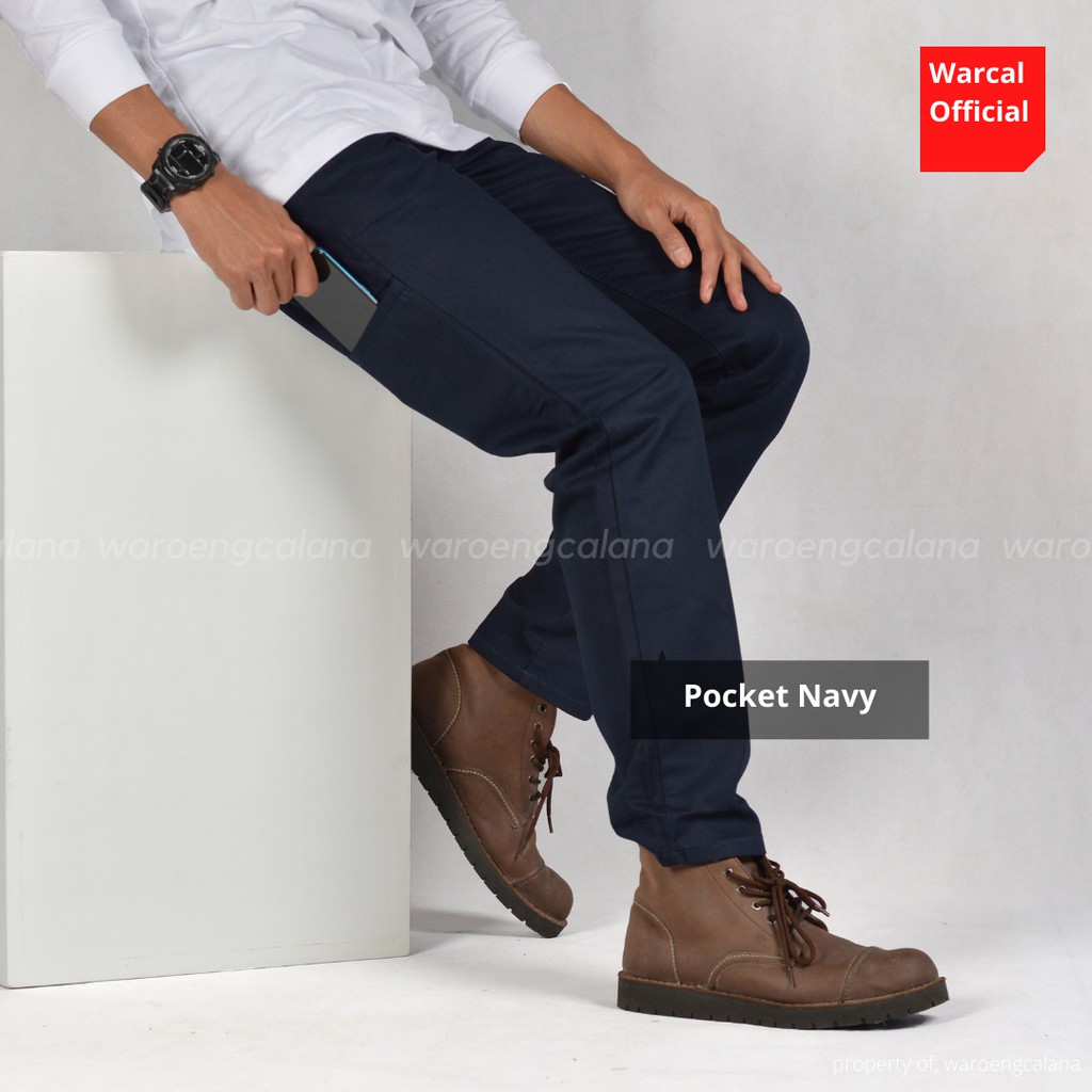 In One Chino Panjang Pocket Navy