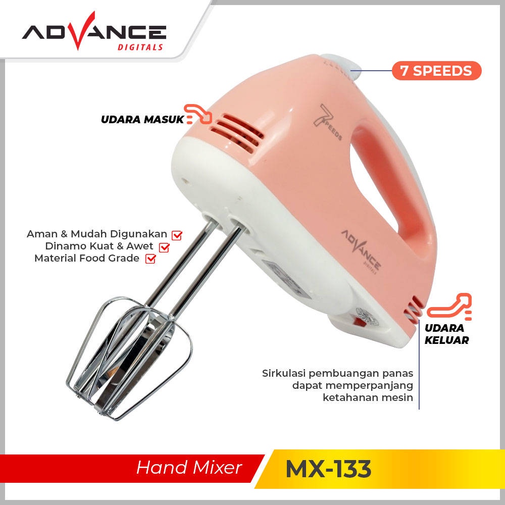 【Garansi 1 Tahun】Advance MX-133 Hand Mixer 7 Speed 100 Watt Hand Mixer Tangan Pengaduk Adonan 100% Ori