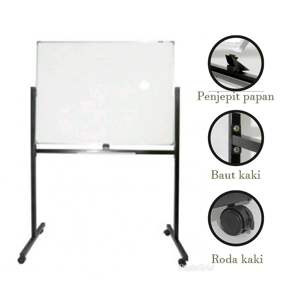 

Whiteboard /Papan Tulis Keiko Double Face (dua muka) + stand (kaki) uk. 120x240