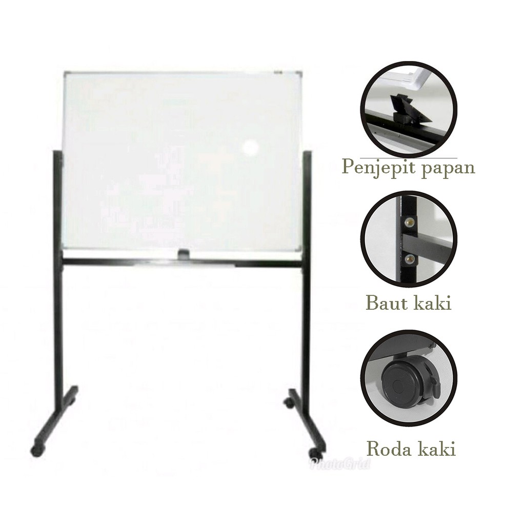 

Whiteboard /Papan Tulis Keiko Single Face (satu muka) + stand (kaki) uk.90x180