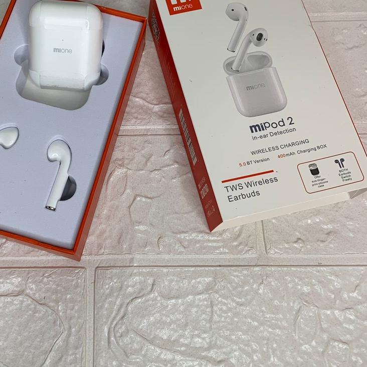 ➭ TWS Mi Pod Mione 2 Headset Earphones Bluetooth Wireless Murah Original ✯