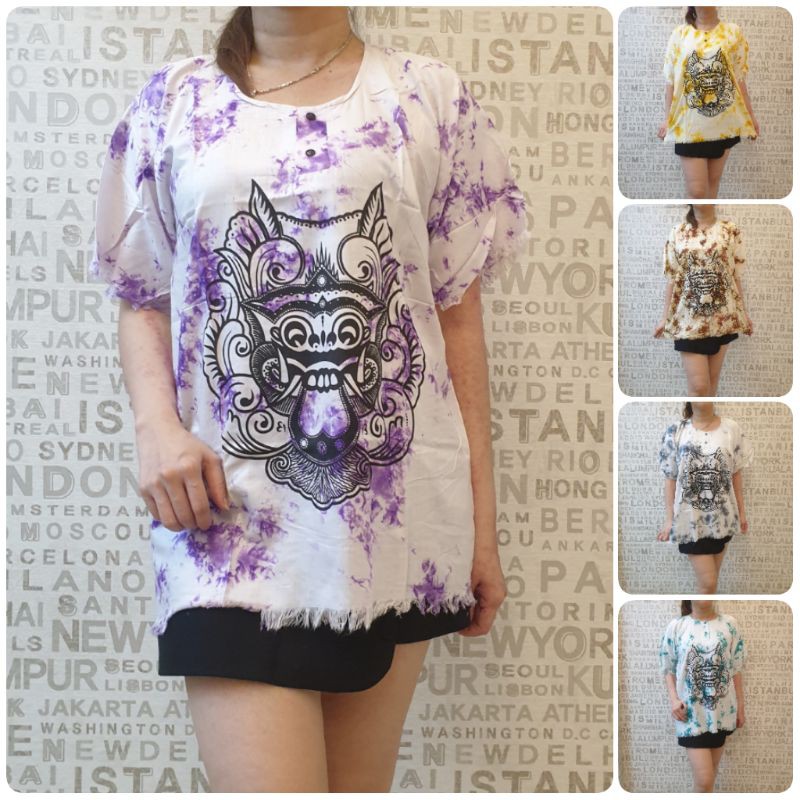 baju bali barong XL dasar putih katun dewasa