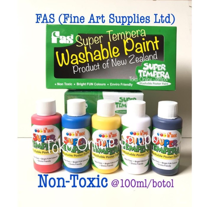 

air-cat- washable finger paint 5 warna mudah cuci fas super tempera atk942fs -cat-air.