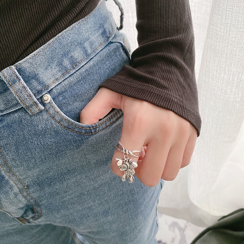 Cincin Model Terbuka Desain instagram Gaya retro Untuk Wanita