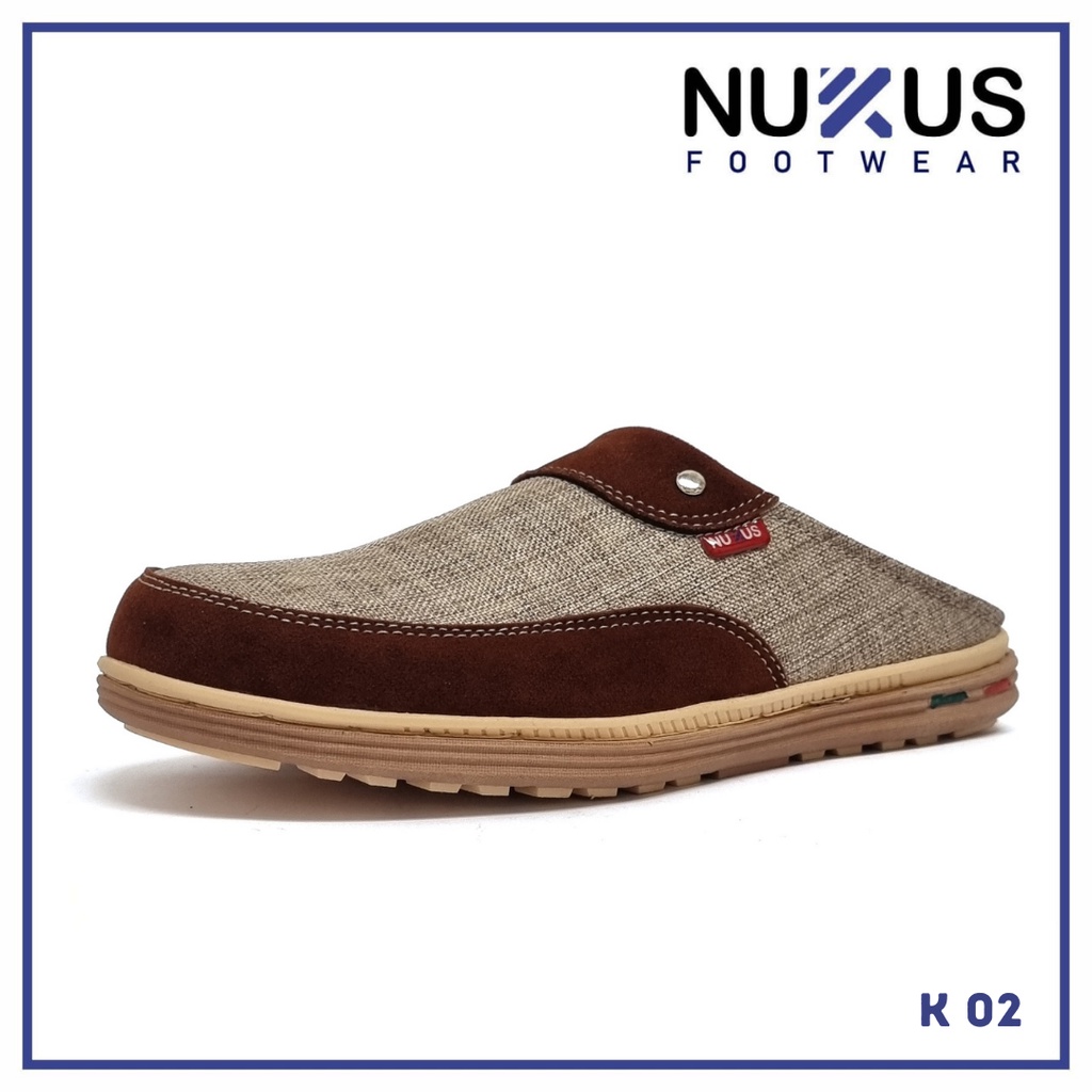 Nukus Sendal Selop Pria Bustong Sandal Kasual Santai  Hitam dan Krem - 02