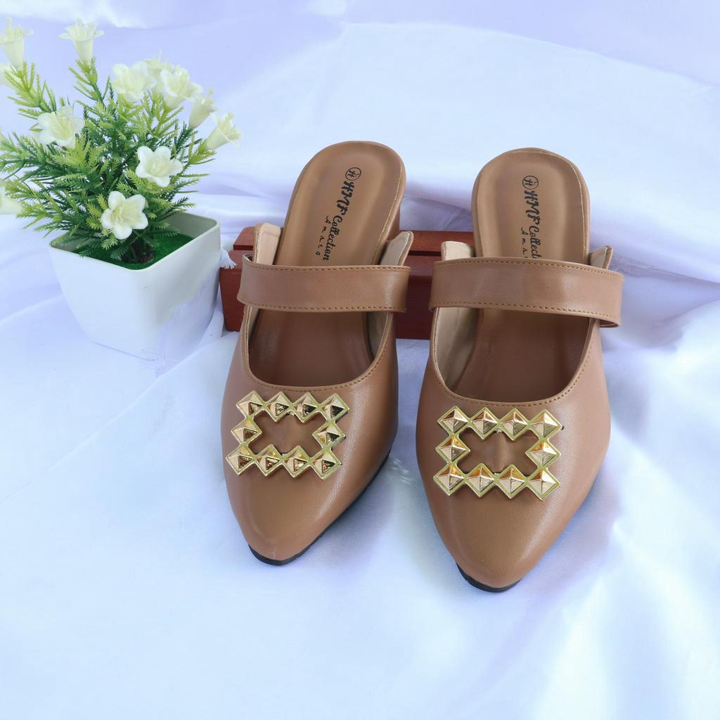 HMF Cynit Heels Mules Wanita RD15