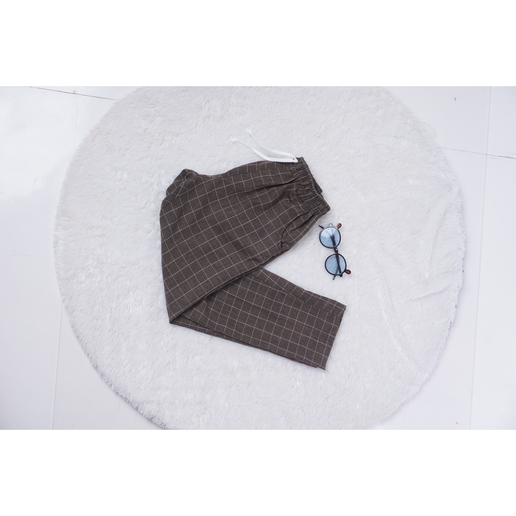 Celana Panjang Anak / Celana Tidur / Celana Harian anak Usia 7 - 15 tahun Motif Kotak Coklat by Arhighres Kids