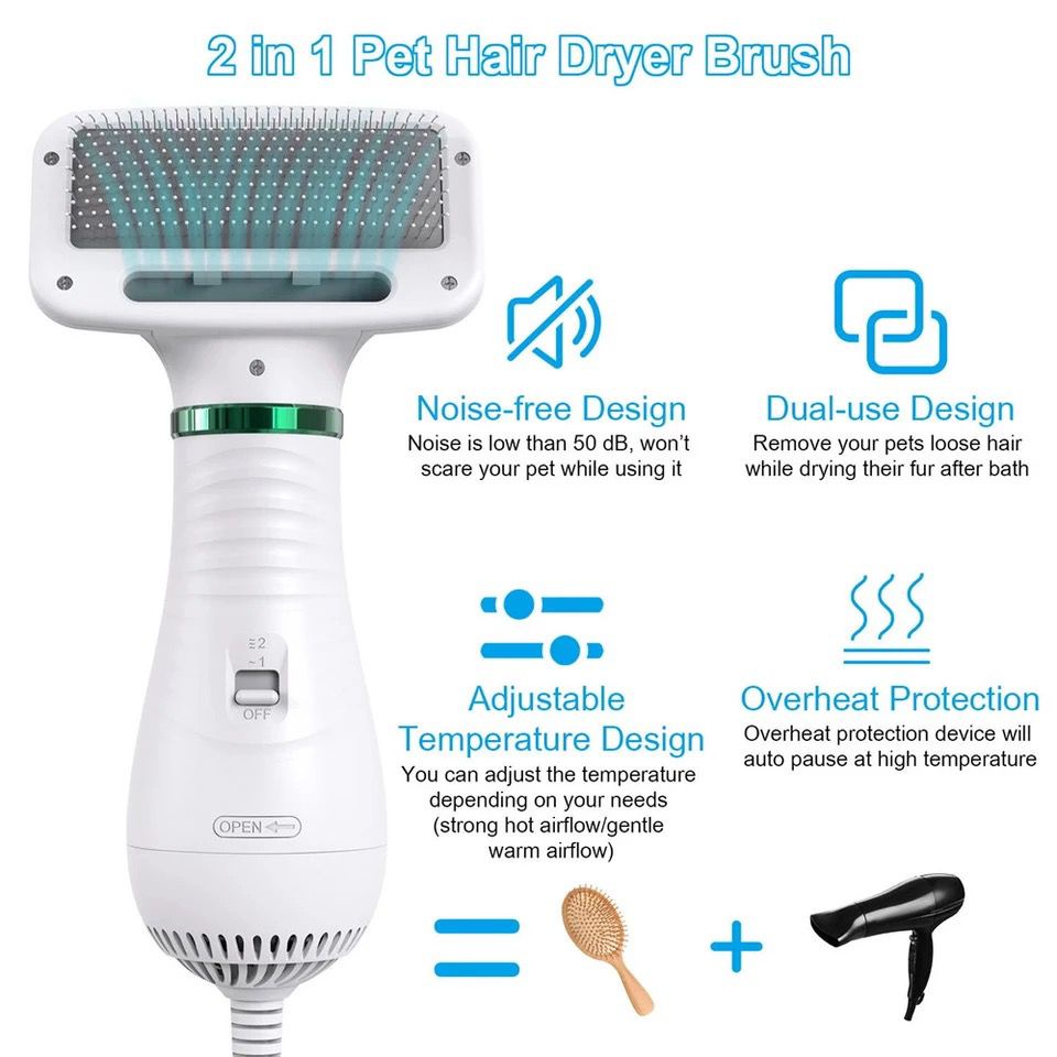 Pet Grooming Dryer Pengering Bulu Anjing Kucing Sisir Dan Blower 2 in 1 Hair Dryer Hewan Peliharaan