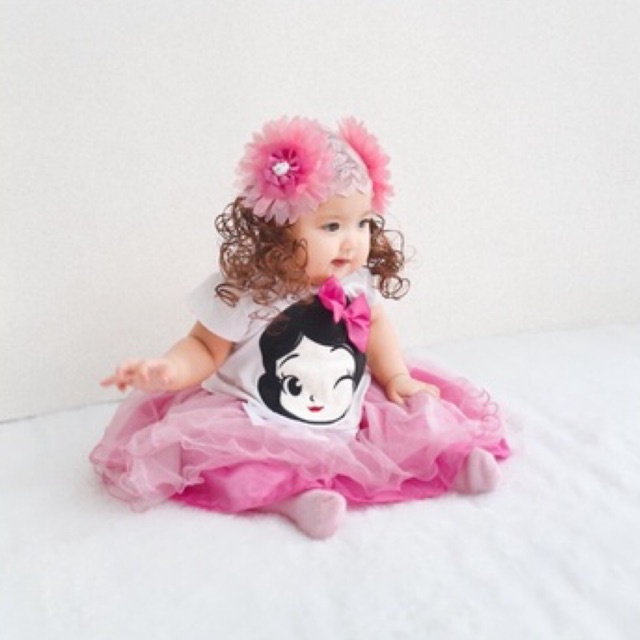 setelan anak perempuan bayi kaos rok perempuan 0 6 12 bulan tsum tsum tutu set SNOW WHITE princess baju anak perempuan