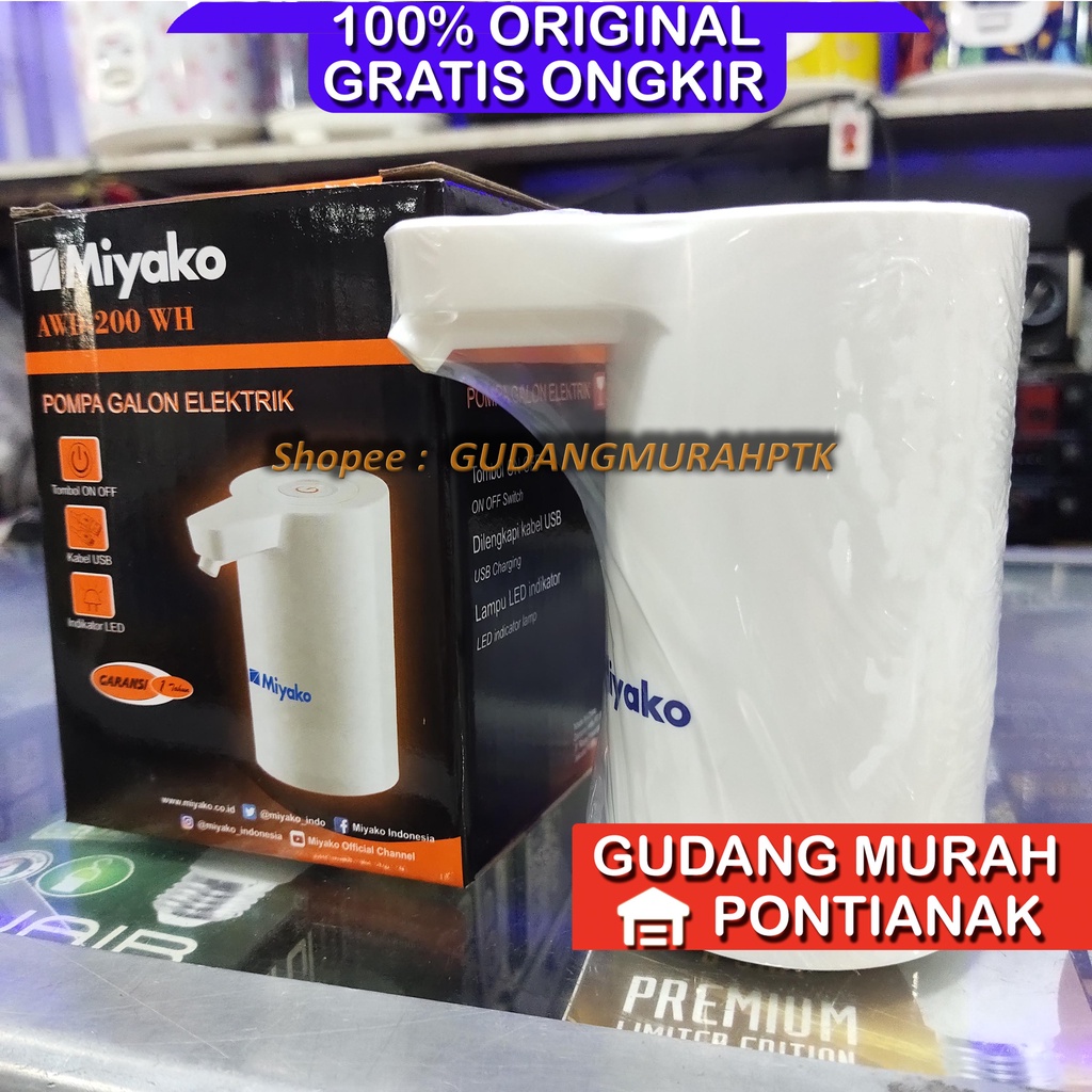 Pompa Galon Elektrik Miyako AWD 200 WH BERGARANSI 1 TAHUN ORIGINAL Putih