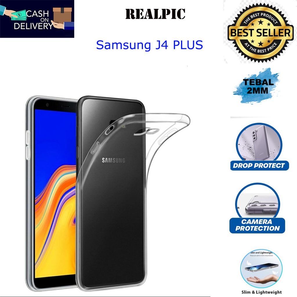 Case Samsung Galaxy J4 PLUS Casing Clear HD KETEBALAN 2MM BENING TRANSPARAN TPU Premium Softcase