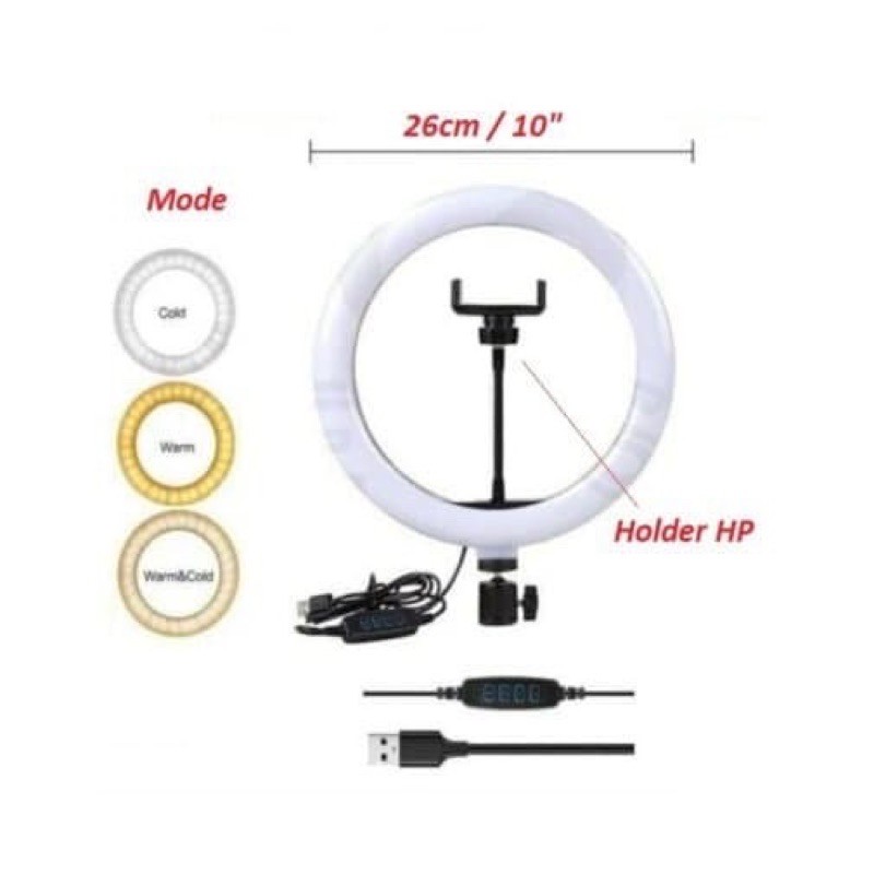 RING LIGHT 26CM + RINGLIGHT STAND TRIPOD 2.1M BERKUALITAS / TIK TOK Selfie Live / YOUTUBE