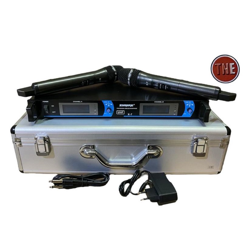 MIC WIRELESS SHURE X7 DUAL MIC HANDHELD PLUS KOPER FREQUENCY UHF X 7