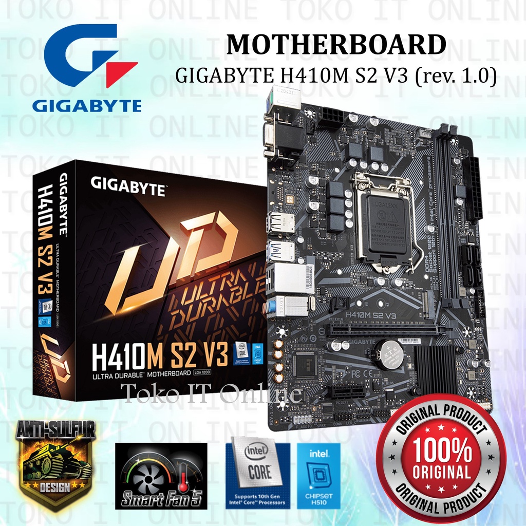 GIGABYTE MOTHERBOARD H410M S2 LGA1200