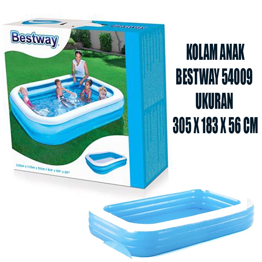 305x183x56 KOLAM JUMBO Bestway AQUATIC KOLAM Renang Keluarga Rectangular Ukuran Besar 305 x 183 x 5