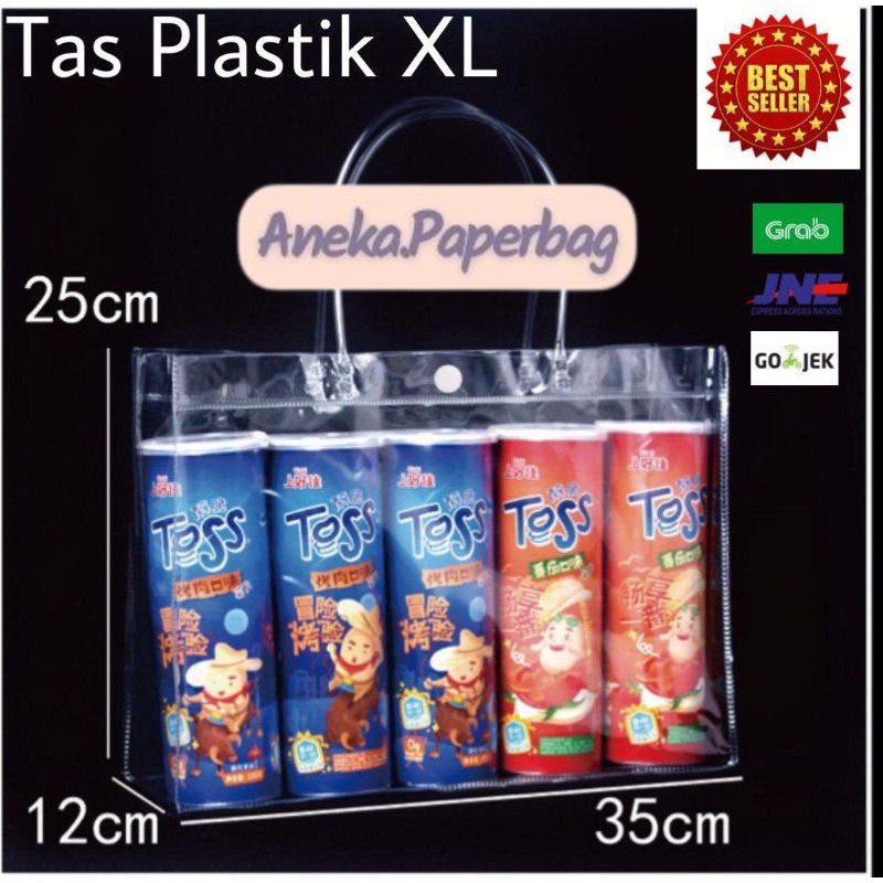 Tas Mika Tas Transparan Tas Plastik Tas Souvenir XL 35x12x35 Tas belanja TAS PVC TRANSPARAN Terlaris