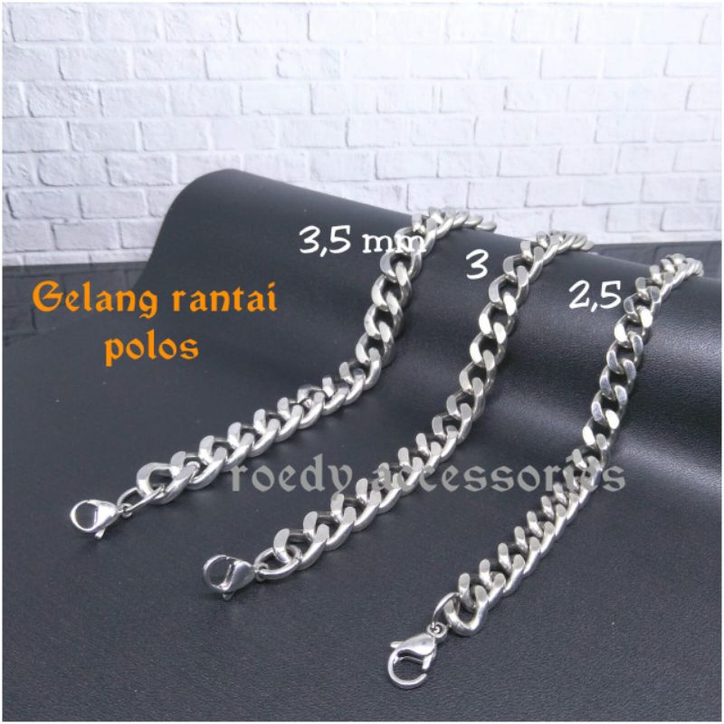 Gelang rantai silver  polos pria & wanita titanium (stainless stell)