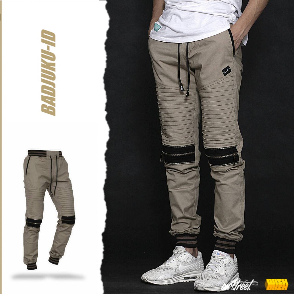 celana joger wish ripstop original krem / celana ripstop / joger hypebeast