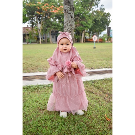 gamis bayi anak baby cewek 1 2 3 tahun balita perempuan tile burkat katun toyobo adem free jilbab NAGITA Gamis dress