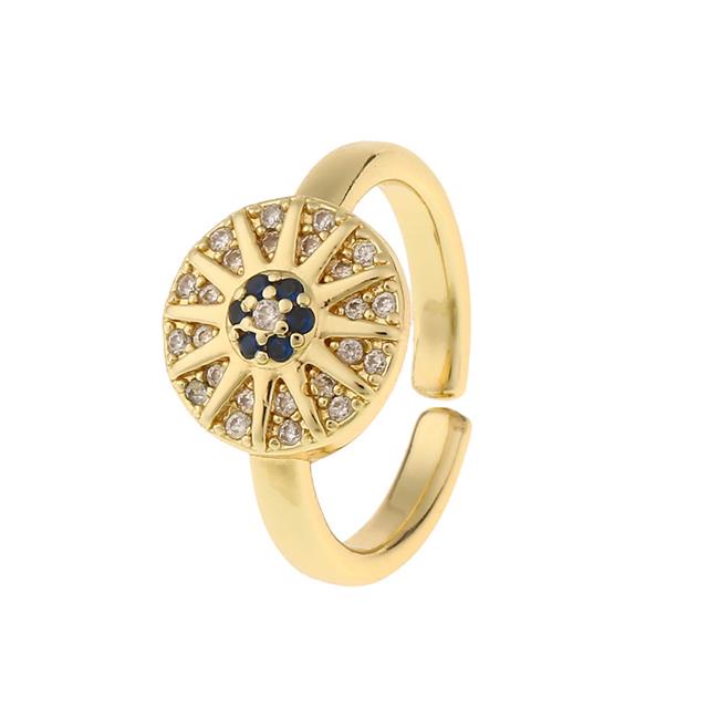 Ornamen tembaga warna round open-end zircon cincin pria dan wanita hip hop malam Perhiasan Aksesoris