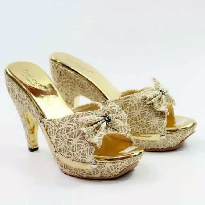 SEPATU MODEL KINI TERKINI KENKINIAN BUAT SEKOLAH KERJA HAK PUMP HEELS / heels brukat wanita cantik