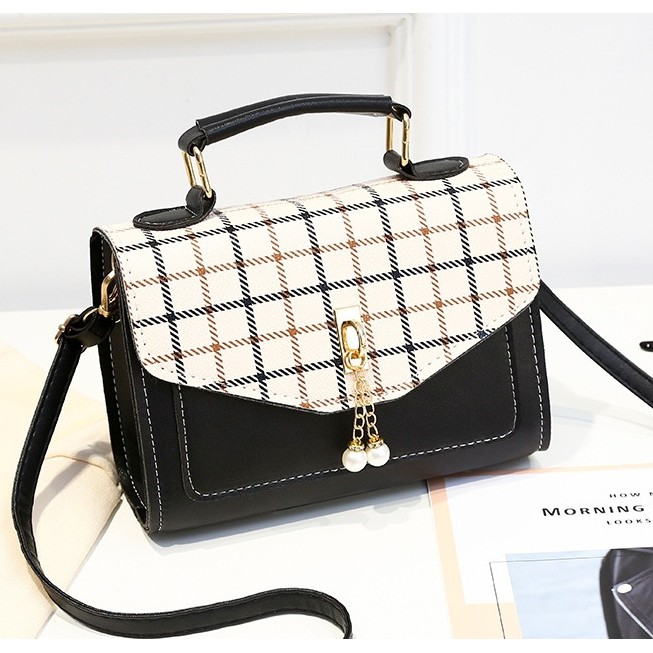 TAS WANITA SELEMPANG IMPORT KULIT HITAM TA346B5 ANGEA SLING BAG KOREA FASHION KEKINIAN MURAH BATAM