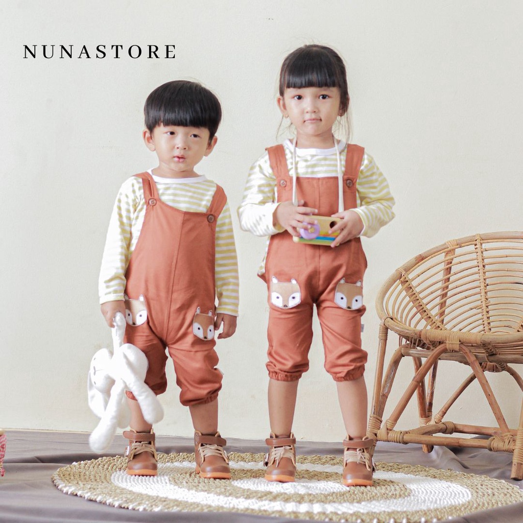 Overall Motif Rubah Nuna Store / Baju Kodok / Jumpsuit Bayi/ baju bayi/ Overall Bayi Usia 0 Bulan - 3 Tahun